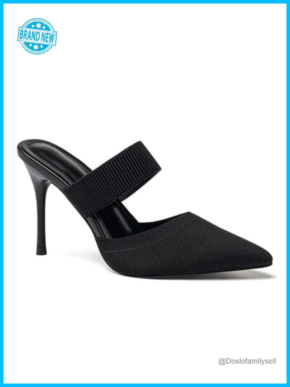 Pointed Toe Kitten Heel Mules Mesh Knit Slip-On Slingback Sandals